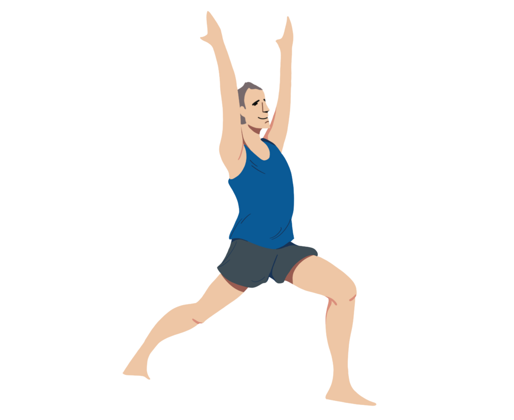 Yogi Aaron Doing Warrior 1 Yoga Pose