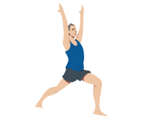 Yogi Aaron Doing Warrior 1 Yoga Pose