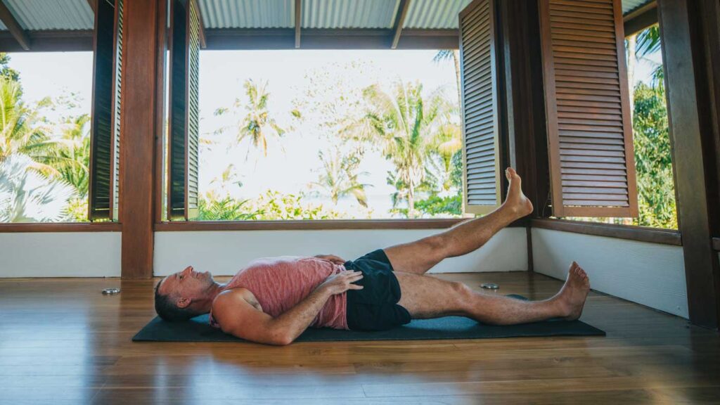 Straight Leg Rotation AYAMA Yoga Pose by Yogi Aaron