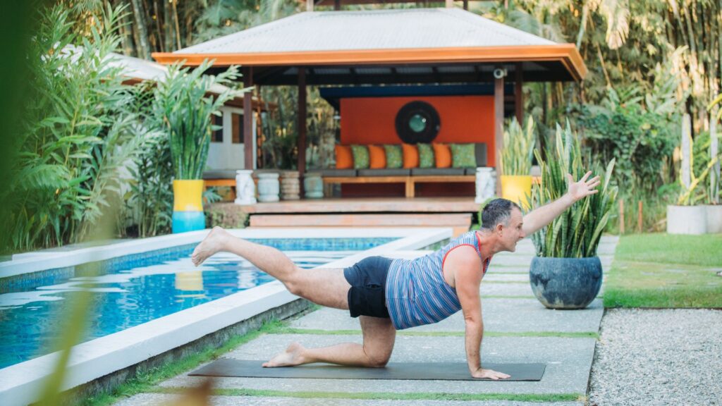 Yogi Aaron Doing Quadraped Yoga Exercise