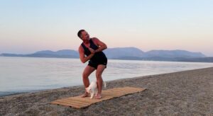 yoga for energy with yogi aaron greece beach 11 twisting chair pose