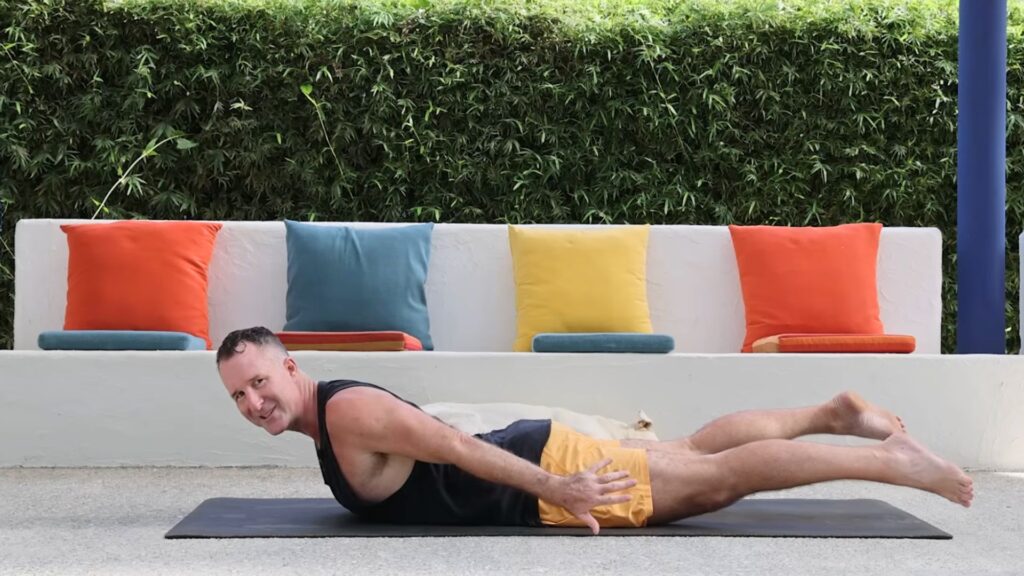 Yoga to stay young with Yogi Aaron shalabhasana pose