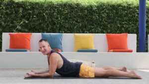 Yoga to stay young with Yogi Aaron spinx pose