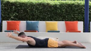 Yoga to stay young with Yogi Aaron superman pose