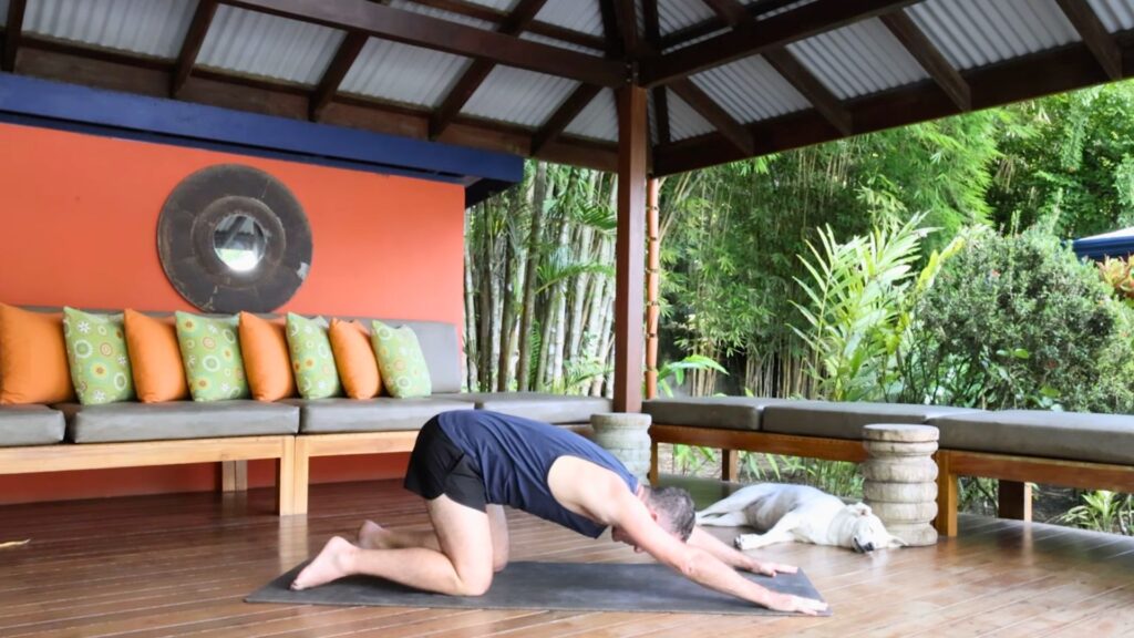 Happy Puppy Yoga Pose with Yogi Aaron