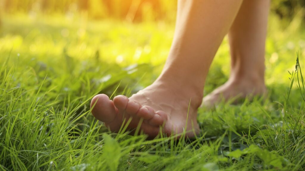 Healthy Feet Walking on Grass