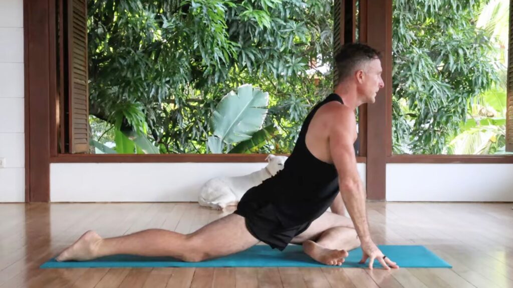 Yogi Aaron demonstrating the harms of doing Pigeon Pose